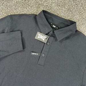 NEW PXG Long Sleeve Polo Shirt Mens Small Comfort Fit Black Cotton Stretch